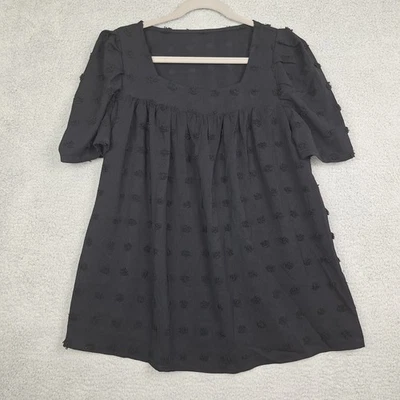 Top negro para mujer Babydoll punto textura medio manga corta Whimsigoth Witchy Foto 1 de 4