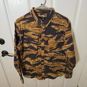 Huf Worldwide Shacket Mens Medium Golden Tiger Camo Ripstop Military Skater  - Picture 1 of 6