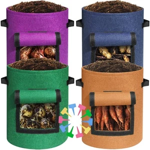400G Thickest 4-Pack 10 Gallon Multi-Colored Potato Growing Bags, Potato Grow... - Picture 1 of 7