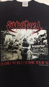 Sepultura Third World Posse Tour '92 Red Sepultura Black T-shirt Size Large-Tall - Picture 1 of 9