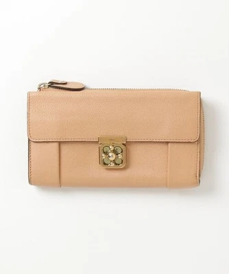 Auténtica Cartera Larga Chloe Elsie Turn Lock Cuero Beige Para Mujer De Japón Foto 1 de 4
