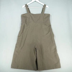Uniqlo Dungaree Shorts Womens XL Green Pinafore Linen Ruched Scrunched Chore - Picture 1 of 22