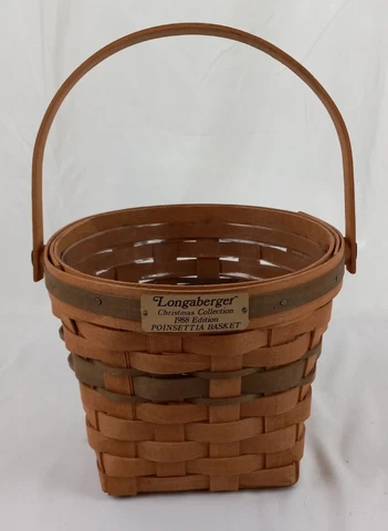 Longaberger Christmas Collection 1988 Edition Green Poinsettia Basket Protector Cover