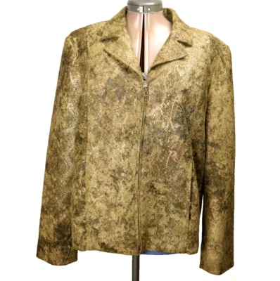 Blazer Chaqueta Molly & Max Estampado Serpiente Iridiscente Cremallera Frontal Bolsillos Verde XL Foto 1 de 4