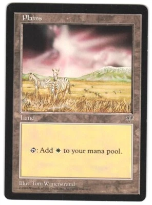 MTG Mirage MIR Plains #333 Vintage Tom Wanerstrand Zebra Artwork Unplayed NM - Image 1 of 2