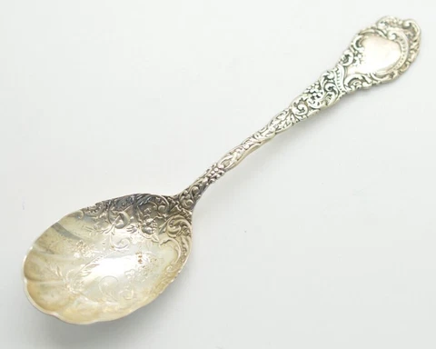 Antique 1893 Louvre by Wallace Sterling Silver Sugar Spoon Fancy 5 7/8" Goldwash Cover
