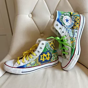 Converse Sneakers Chuck Taylor Graffiti Notre Dame High Top Womens 9 Mens 7 Rare - Picture 1 of 18