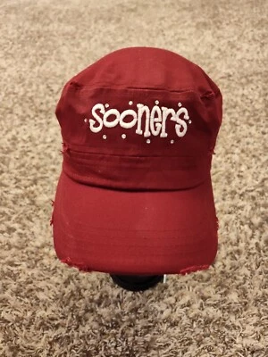 OU Oklahoma Sooners Pit Bull Cadet Hat Adult Women Red Strap Back Cap Adjustable - Image 1 of 4