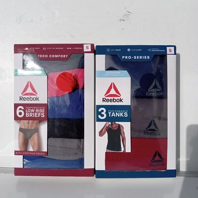 Paquete Reebok para hombre (6 calzoncillos de tiro bajo + 3 camisetas sin mangas), talla pequeña  Foto 1 de 4