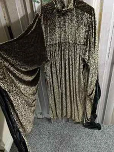 Medieval style black gold Velvet brocade theatre costume steampunk dress prop - Picture 1 of 19