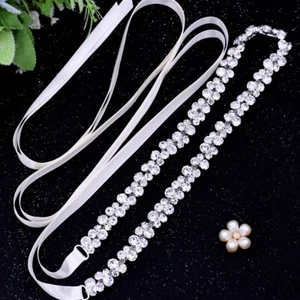 Handmade Crystal Bridal Sash Rhinestone Wedding Belt for Bridesmaid Party Dress - Picture 1 of 13