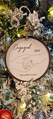 Wooden Engraved Personalised Engagement Decoration - Image 1 of 2