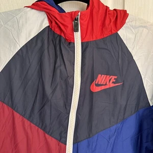 Vintage NIKE Warmup Jacket Red White Blue Boys XL 18 20  Lightweight - Picture 1 of 17