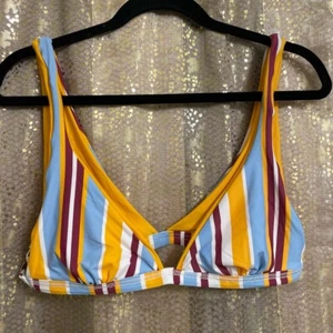 VENUS yellow stripe reversible bikini top, M - Picture 1 of 4