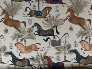 Material de tapicería ciega cortina tela lino caballo árabe - Imagen 1 de 7