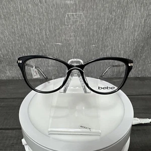 Bebe Eyeglasses Frames BB4181 52-16-135 Jet Black / Gold / Jeweled - Picture 1 of 7