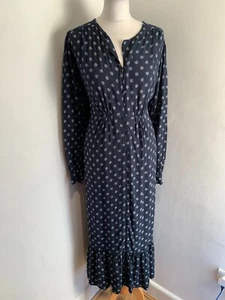 Per Una midi maxi tea dress Size 20 VGC floral pattern print smocked M&S navy - Picture 1 of 11