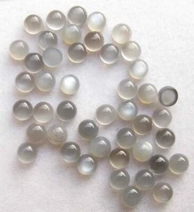 Pietra di luna grigia naturale rotonda cabochon pietre preziose sfuse lotto 43 pezzi 14,20 CT 4 MM - Foto 1 di 3