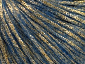 Rock Star 52018 Gold Blue Metallic Sheen Soft Nylon Merino Wool Yarn 50g 125y - Picture 1 of 3