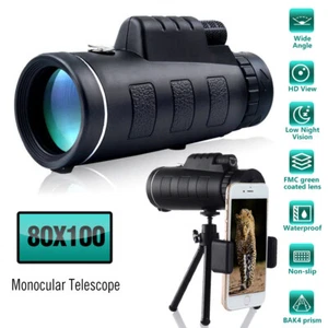 80x100 Zoom HD Monocular Starscope Monocular Telescope BAK4 Day/Night Vision US - Picture 1 of 28