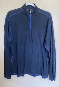 AGAVE Denim AgaveLux Polo Shirt Mens Large Distressed Blue Sunfish L/S USA Made - Picture 1 of 8