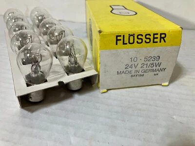 Автомобильная лампа Flosser #5239 24 В 21/5 Вт коробка из 10 штук сделано в Германии новая из старых запасов - Изображение 1 из 3