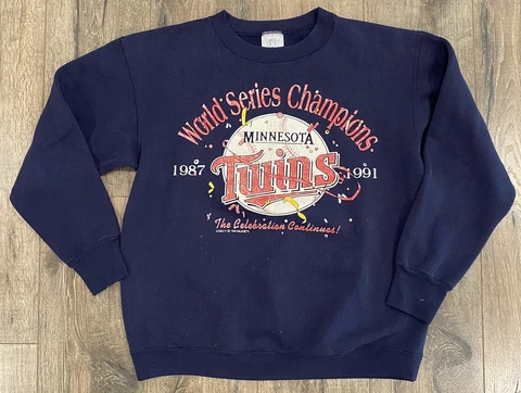 Vintage 1991 Minnesota Twins World Series Champions Crewneck Sweater Large MLB Cover