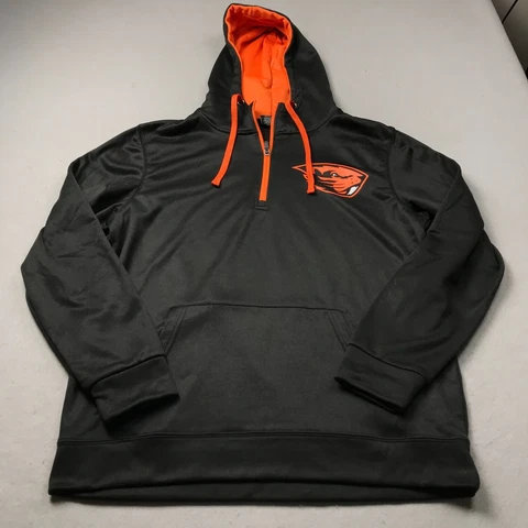 Oregon State Beavers Hoodie Mens Large Black Orange Sweatshirt Logo NCAA 1/4 Zip Cover