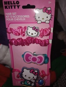 NEW Hello Kitty Pink Scrunchies & Barrette Hair Set Accessories Christmas Gift - Picture 1 of 1