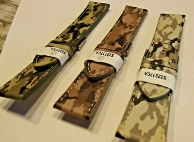 cinturino orologi pelle camouflage ansa 24 mm watch mimetico orologi straps - Immagine 1 di 4