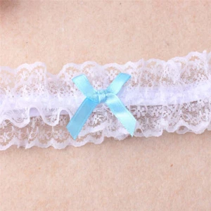 Double Color Lace Ribbon Bowknot Wedding Bridal Hen Gift Garters Adjustable N _t - Picture 1 of 11