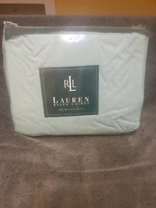 CLASSIC RALPH LAUREN SOLIDS ALLISON GREEN KING FLAT - Picture 1 of 5