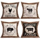 Vintage Farmhouse Animals Pillow Covers Farm Fresh Eggs Hen Goat Farm Animals