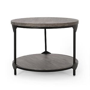 Cedarhurst Modern Industrial Round Coffee Table Gray/Black - Christopher Knight