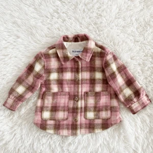Old Navy Baby Girls Jacket Plaid Pink Shacket Size 18-24 Months - Picture 1 of 5
