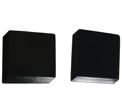 Two 1.5" Antique ART DECO Square Bevel Black Cube Bakelite Brass Shank Buttons - Image 1 of 4