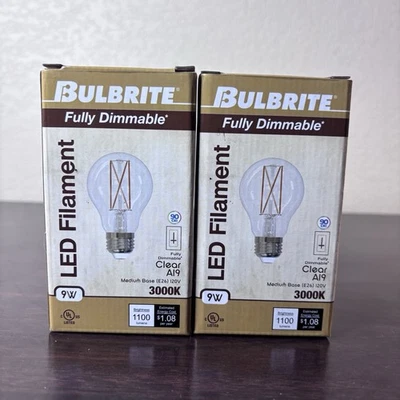 2 Bulbrite Victorian Style  Antique Filament LED Light Bulbs 3000K A19 9W 120V - Image 1 of 4