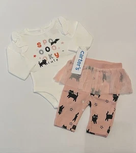 Carters Newborn Baby Girl Halloween Outfit Pants With Tutu Bodysuit 2 PC Set New - Picture 1 of 2