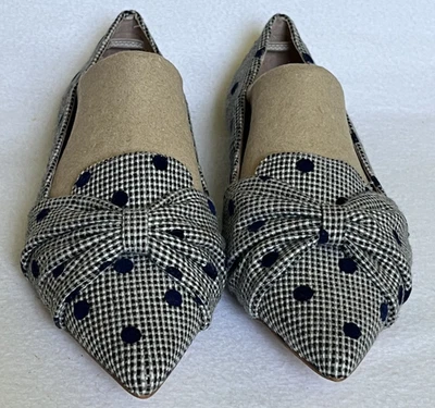 Zapatos Anthropologie para mujer talla 7,5 lunares a cuadros gris negro azul punta puntiaguda Foto 1 de 4