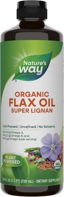 Aceite de lino orgánico Nature's Way - prensado en frío, súper lignano orgánico USDA 24 fl oz Foto 1 de 4
