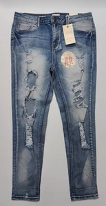 Elite Jeans Women's Blue Distressed High Rise Ankle Skinny Jeans Size 11/12 - Picture 1 of 4