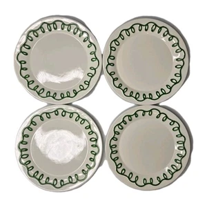 4 Kate Spade New York X For Target Dessert Plates Green Ribbon 8.2" Holiday - Picture 1 of 5