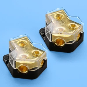 2x 2-Way Audio Power Ground Cable Splitter Distribution Block for Car Boat - Picture 1 of 9