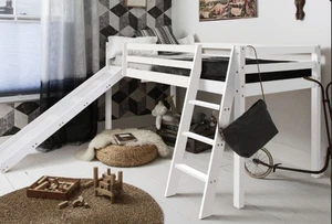 White Midsleeper Cabin Bed with Slide – Natural Look, Big Fun! - Picture 1 of 2