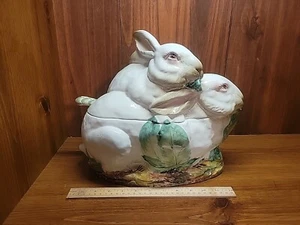 Beautiful INTRADA Oversized 3-piece RABBIT SOUP TUREEN made in Italy VINTAGE - Picture 1 of 21