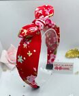 Red Blue Floral Headband Hairband Alice Band Hair Tie Bow Dress Roses Bunny Hat