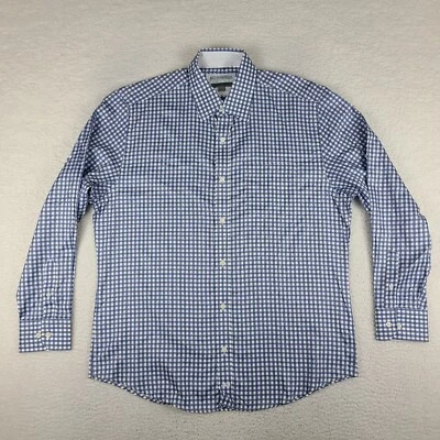 Camisa Johnston Murphy Para Hombre Grande Azul Blanco Cuadros Ajuste A Medida Vestido Abotonado Foto 1 de 4