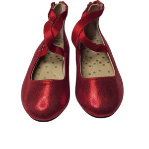 Cat & Jack Trinity Slipper Ballerinas Mädchen Gr. 6 rot Glitzer elastische Träger Reißverschluss hinten - Bild 1 von 11