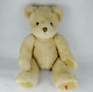 Oso de peluche Harrods Knightsbridge London beige felpa tostado patas de pana 17"/44 cm - Imagen 1 de 8