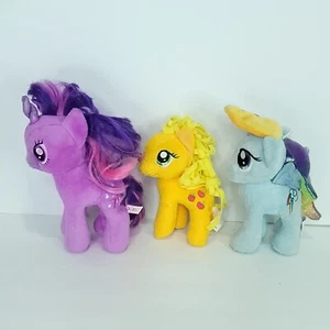My Little Pony Plush Lot Of 3 Rainbow Dash Apple Jack Sparkle Need Brushing - Picture 1 of 6